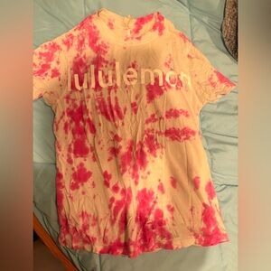 Lululemon Pink and White Tie-Dye Top